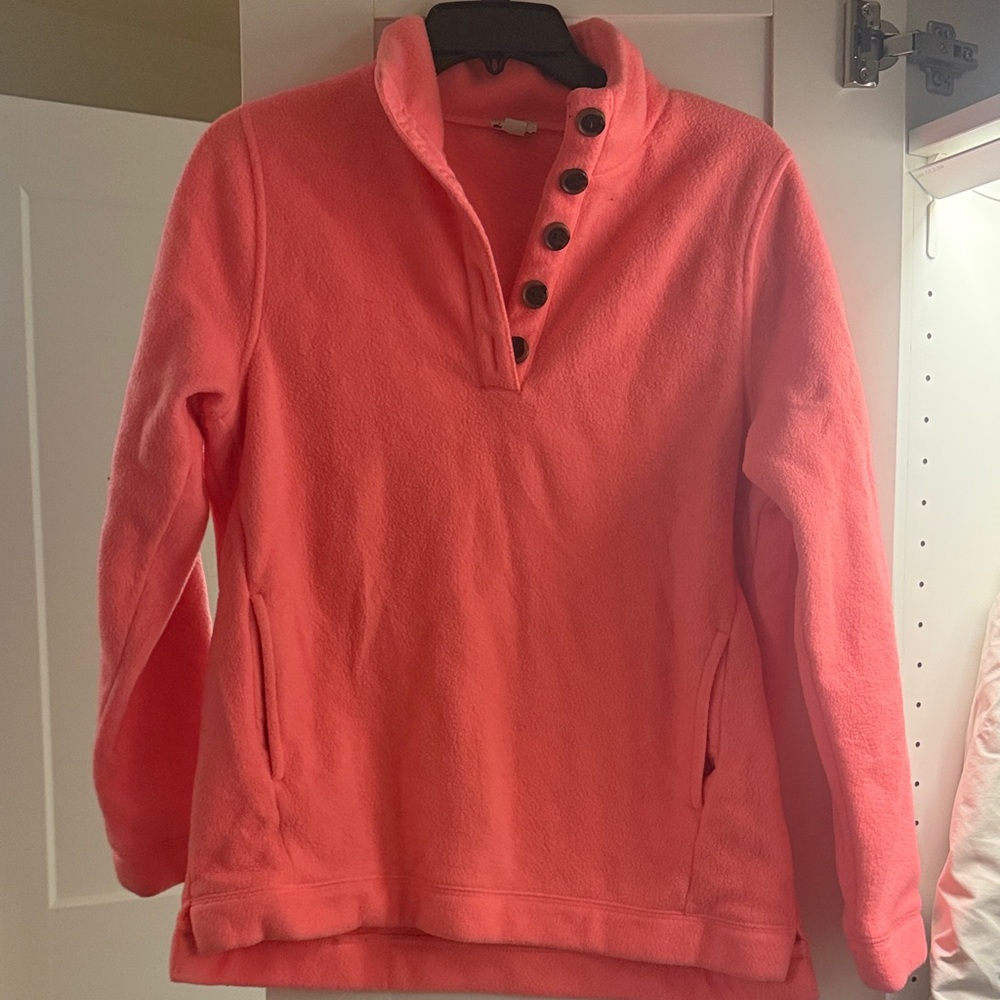 J. Crew Coral Button-Up fleece